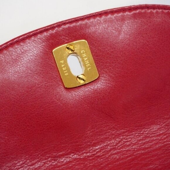CHANEL 24K Vintage Waist Bag Fanny Pack CC Lambskin Waist Bag Pouch Bum Bag Red - Picture 10 of 16